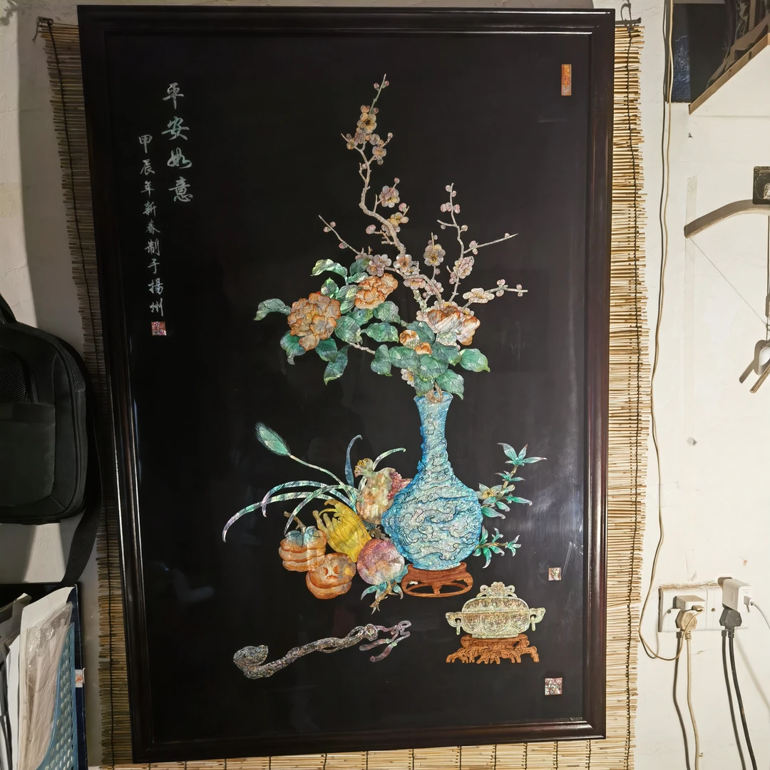 螺钿挂画平安如意入户玄关装饰画背景墙画