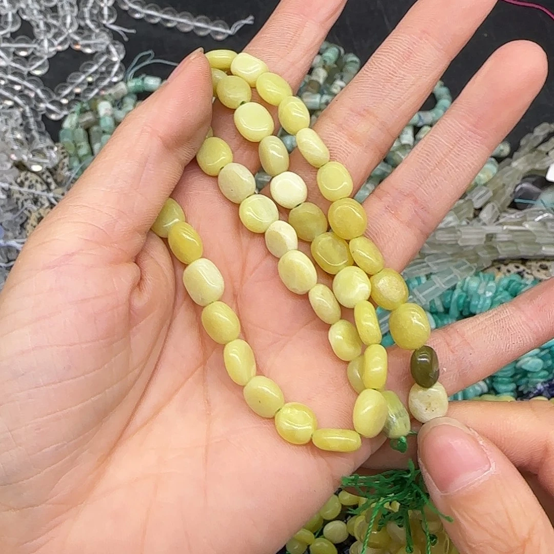 玛瑙/玉髓合金珠宝半成品岫玉6-8mm圆不定一条