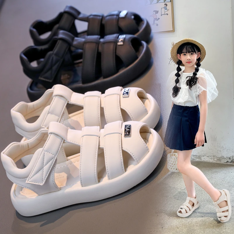 女童凉鞋公主鞋2025年新款夏季包头透气罗马鞋软底女孩运动沙滩鞋
