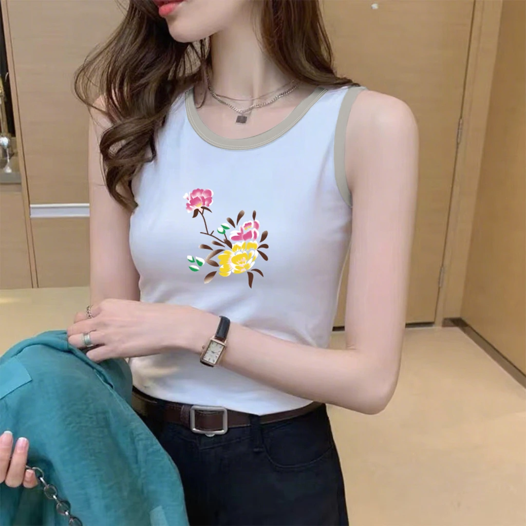 100%纯棉吊带背心T恤衫女夏季新款韩版百搭休闲内搭体恤打底上衣