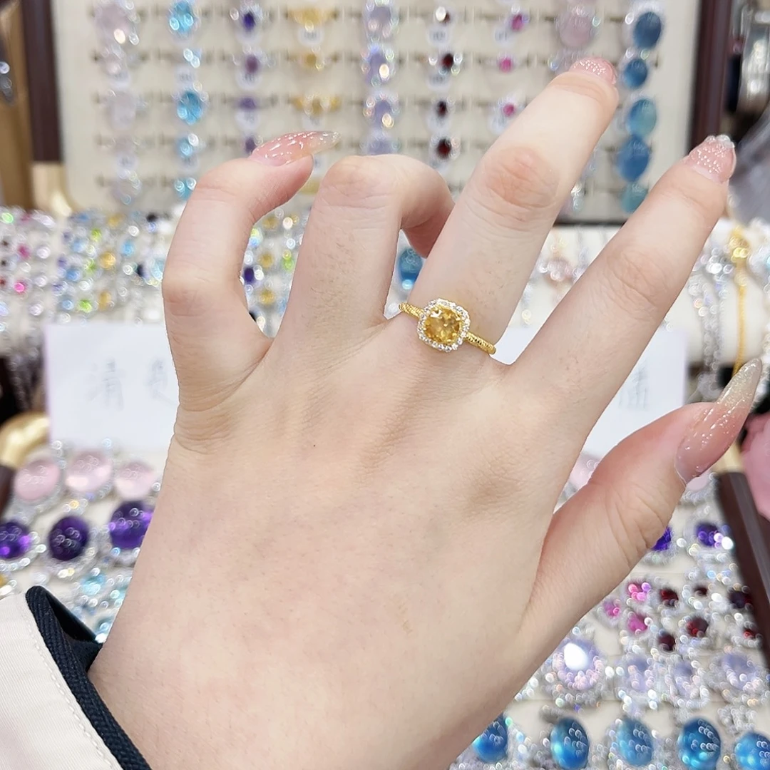 戒指烟晶银S925镶嵌