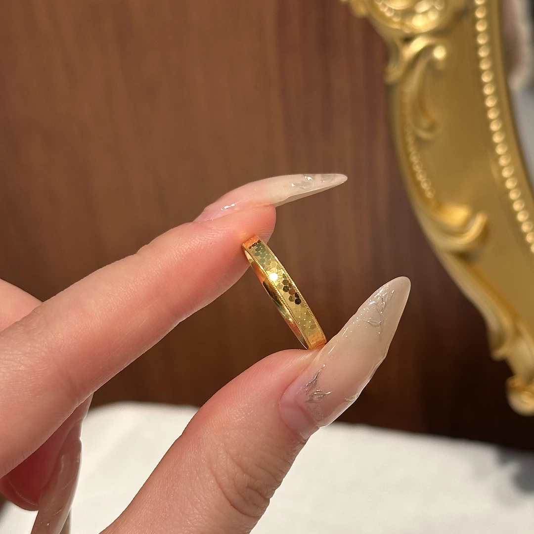 足金999 黄金鱼鳞戒指 卡3m经典爆闪气质戒指送礼自带龙鳞戒 实心