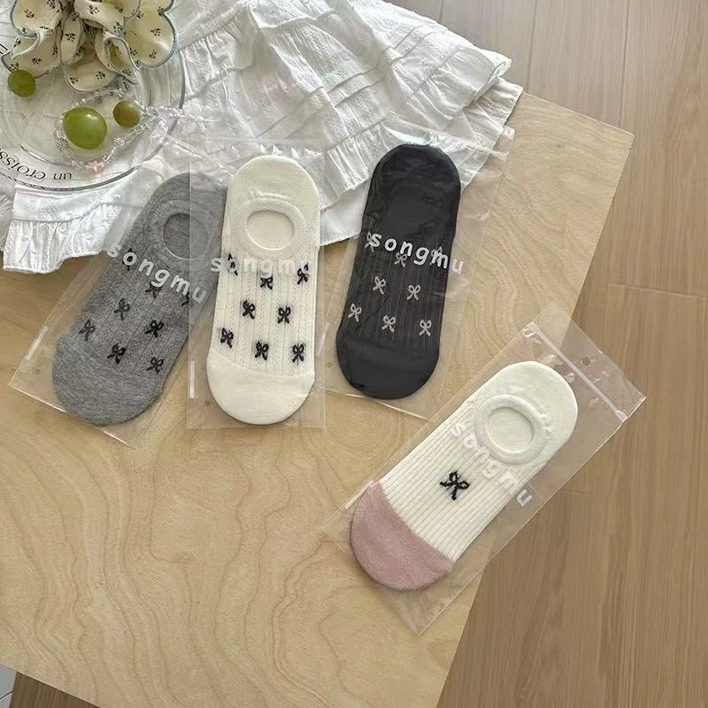 【补差价链接】ins风夏季隐形甜美可爱蝴蝶结网眼棉袜女士日系透气