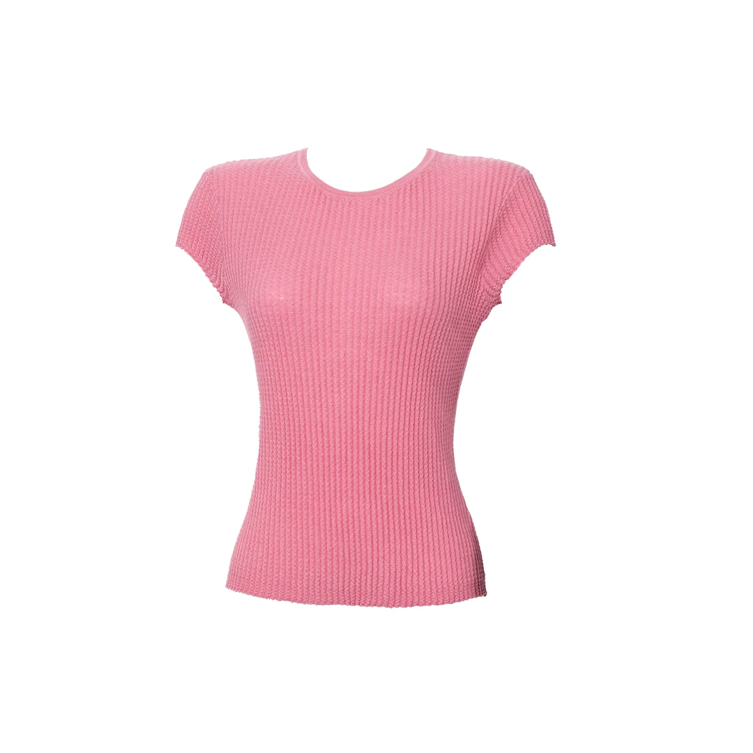 杭州超哥2025年夏季新款三色羊毛针织体恤7781