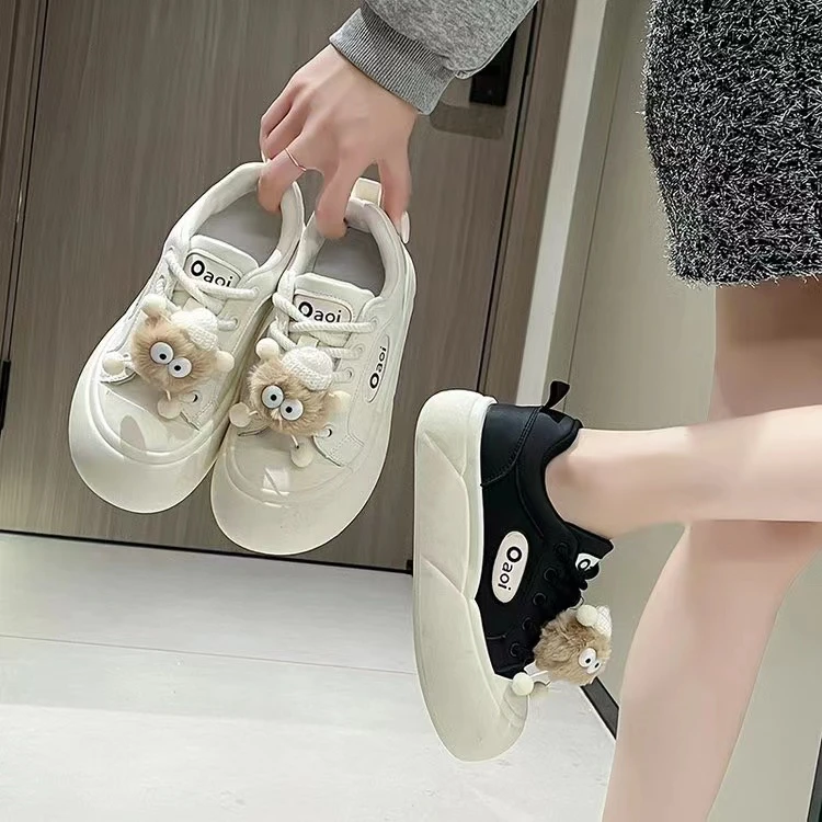 【子杉设计师专属】黑白熊猫休闲女鞋2024新款厚底百搭板鞋M618-1