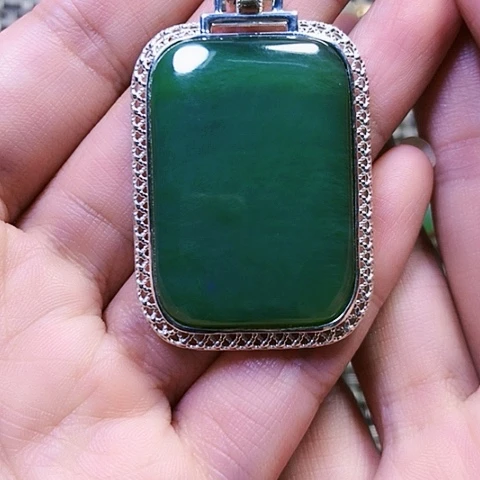 风***觉和田玉银S925镶嵌挂件