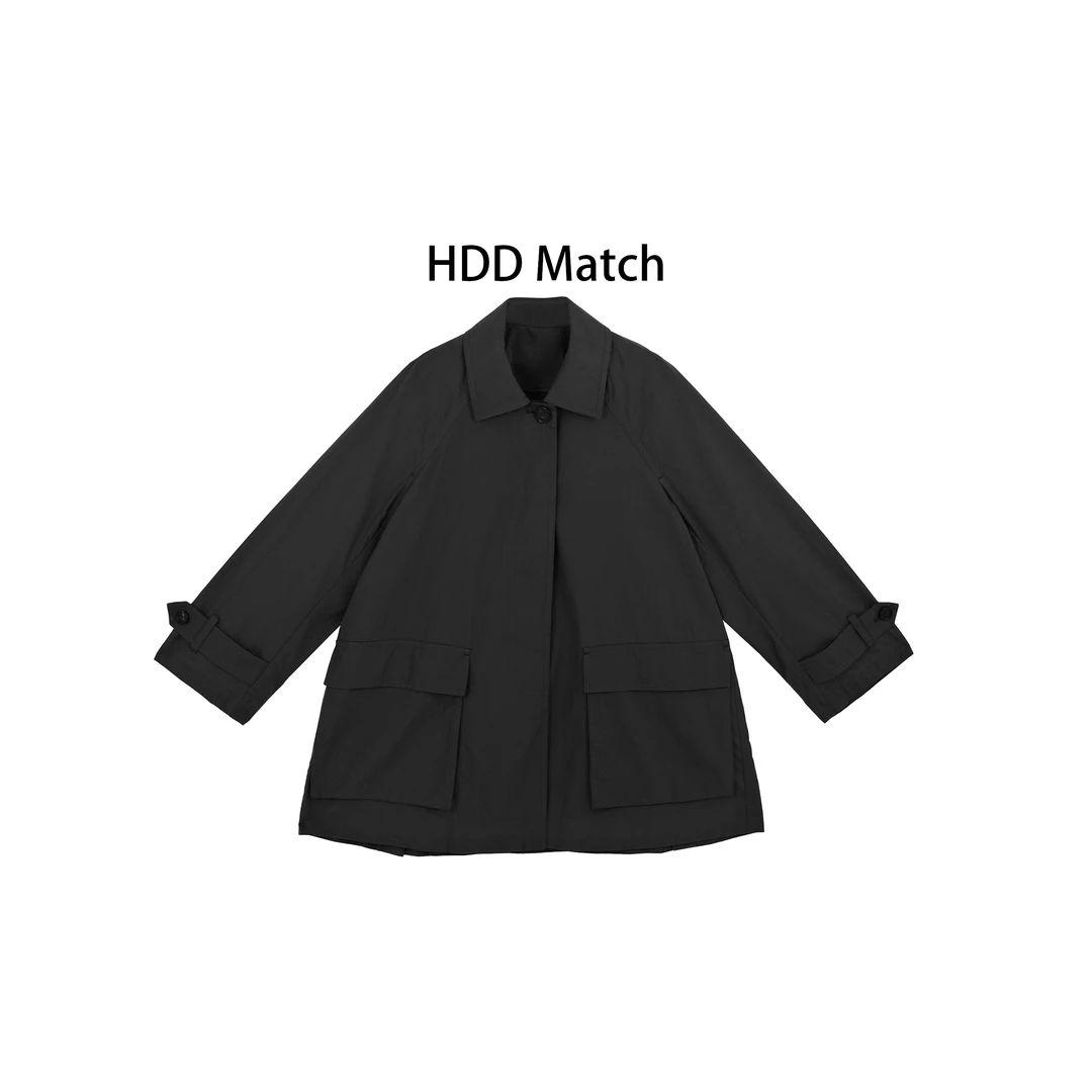 HDD- "宽松自我" 100%棉 秋季宽松女款定制风衣外套  Y8520
