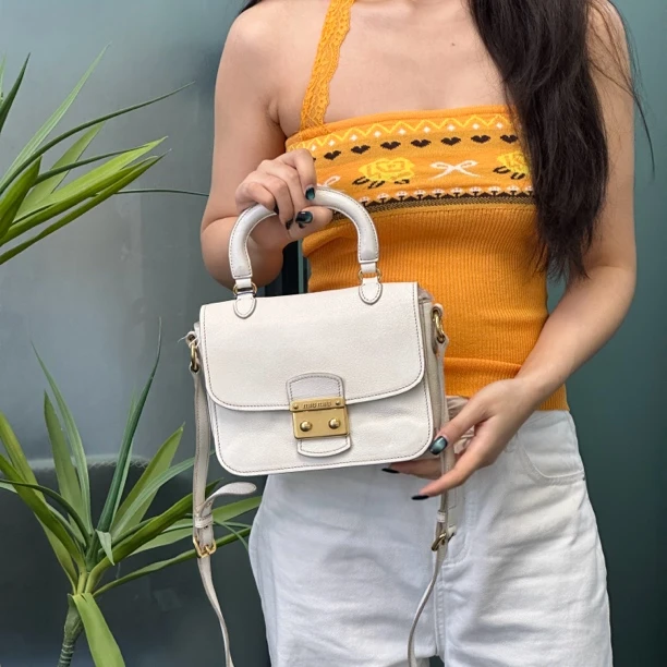 95新 MIU MIU/缪缪 缪缪白金邮差包