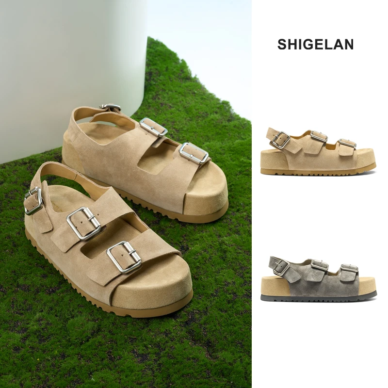 25款夏季电镀扣绑带厚底增高一脚蹬时尚百搭勃肯拖95122-6