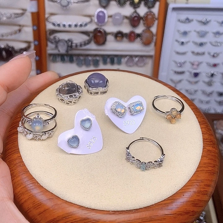 紫晶耳饰银S925镶嵌盒子