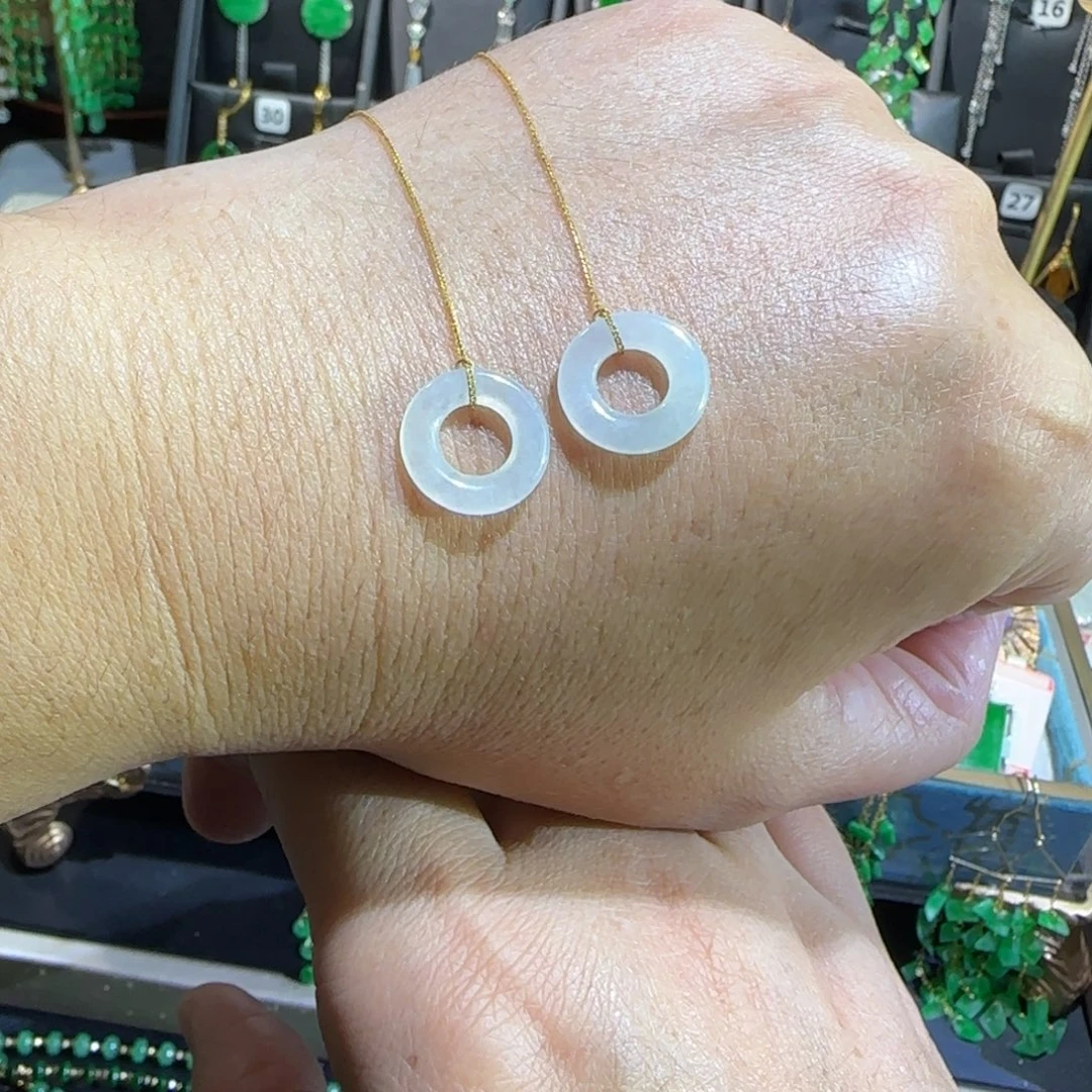 翡翠18K金镶嵌颈饰耳线