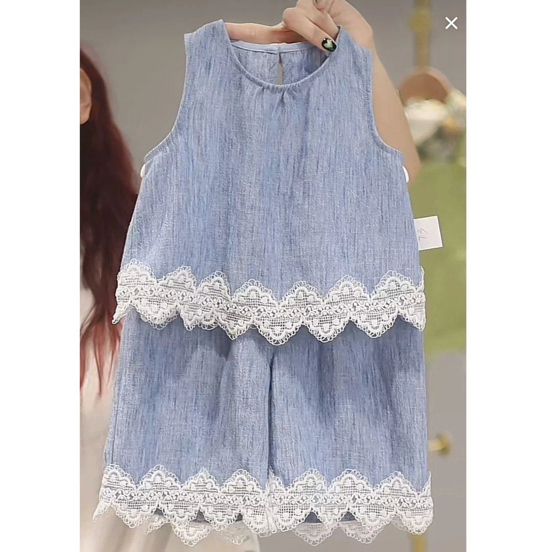 【蕾丝边套装 小乐妈咪】婴儿装男女童背心套装夏装宝宝E9