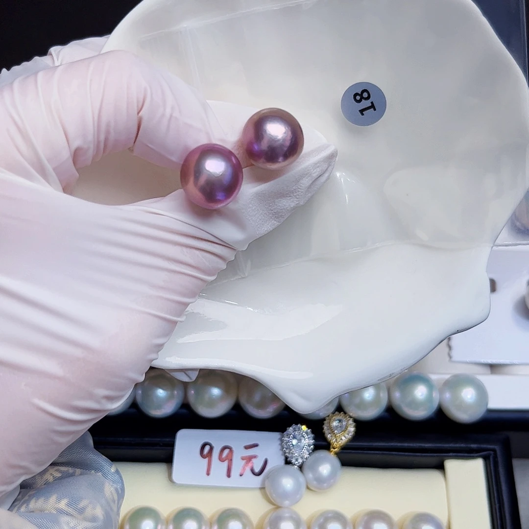 银S925镶嵌耳饰淡水珍珠