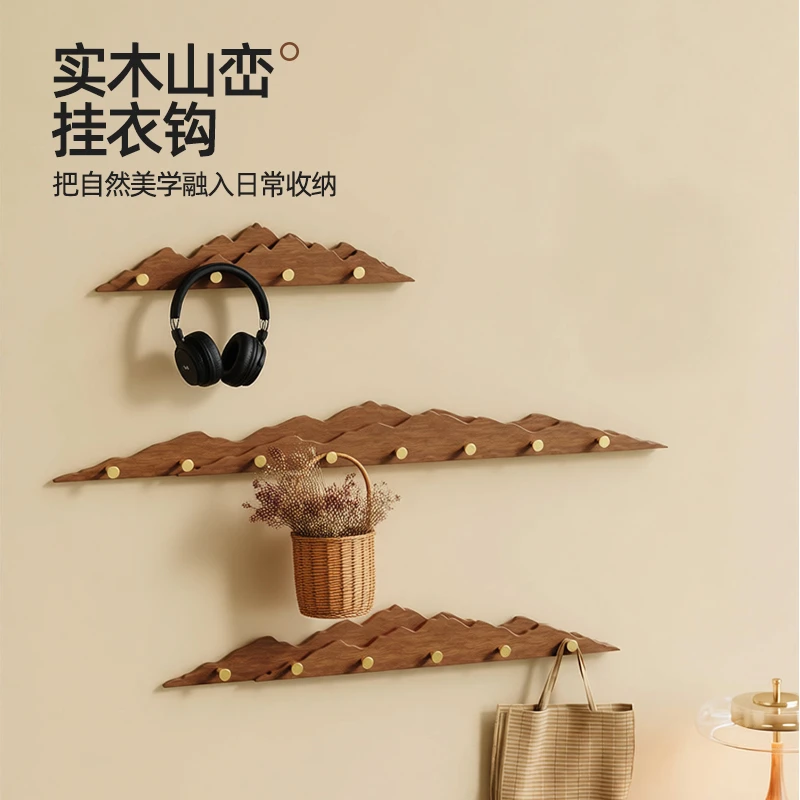 实木挂衣架家用房间卧室壁挂衣架玄关入户门后衣服挂架墙上挂包架