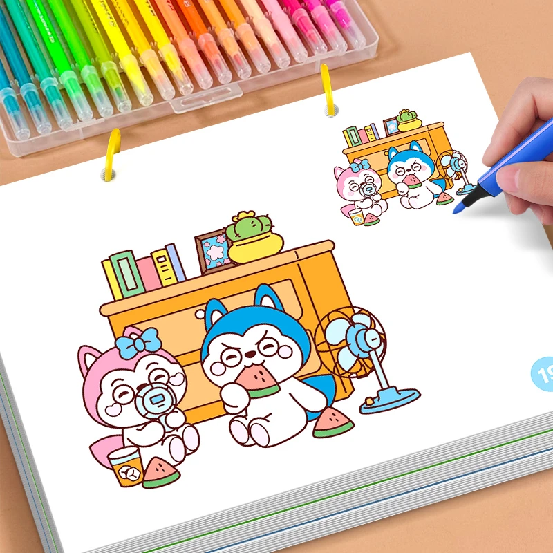 哈小浪上学记涂色本儿童3到6岁画画本宝宝早教启蒙绘画涂鸦填色书