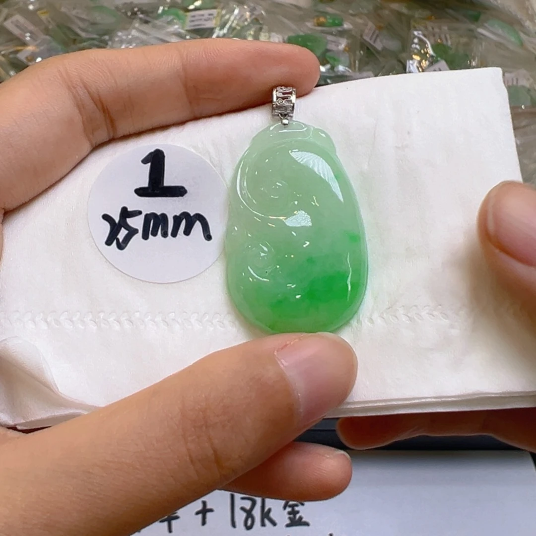翡翠18K金镶嵌吊坠(不含链)