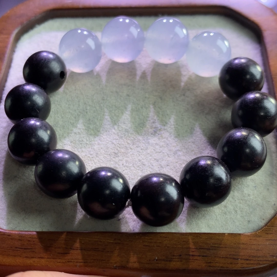 翡翠未镶嵌手链12.7-13mm冰蓝紫