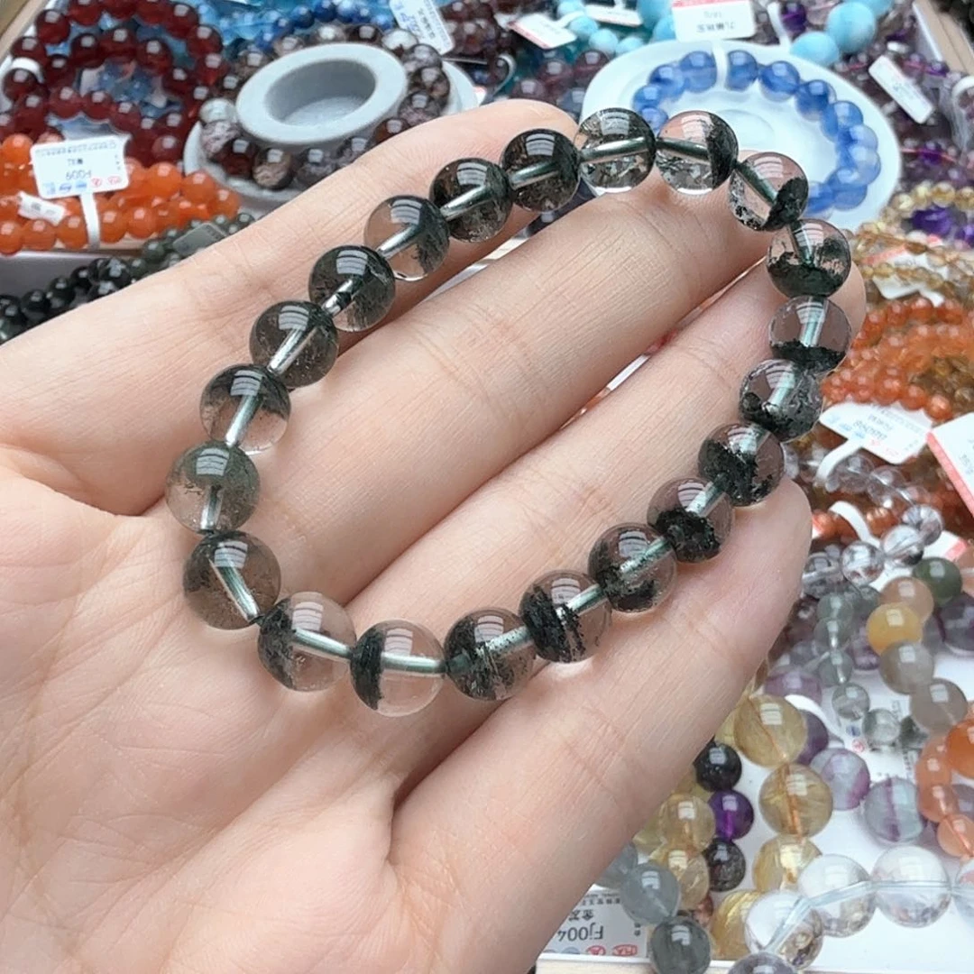 天然辰砂绿幽灵半盆8.5mm