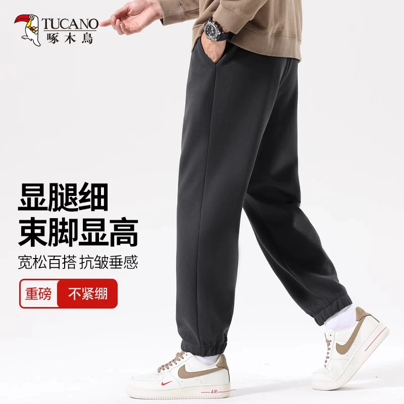 啄木鸟运动卫裤男款2025春季新款美式潮牌束脚裤宽松休闲百搭裤子