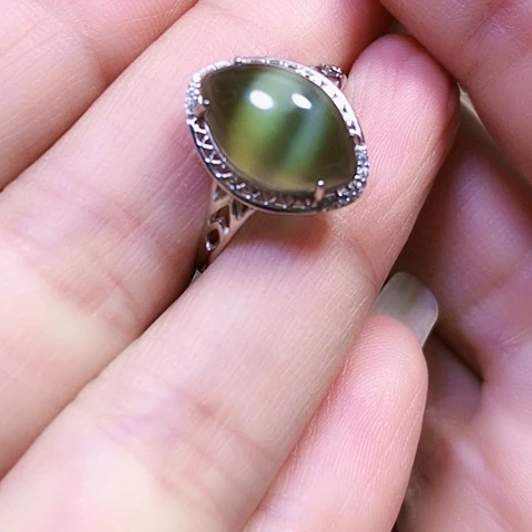 和田玉银S925镶嵌戒指