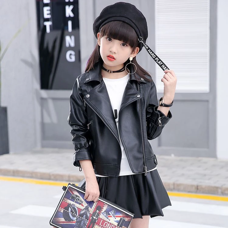 女童皮衣2025洋气中大童春秋款时髦炸街韩版小女孩皮夹克加绒外套