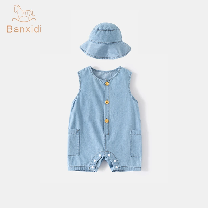 婴儿衣服夏季薄款男宝宝连体衣婴幼儿背带裤外出夏天哈衣爬服夏装