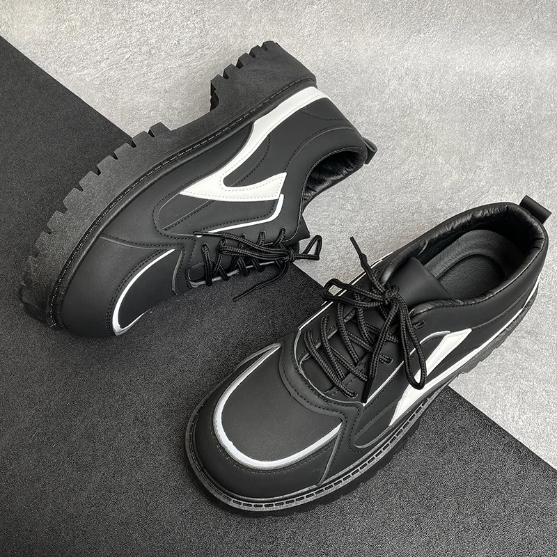 2025春季爆款网红大头皮鞋男时尚德比鞋子男士厚底增高潮流休闲鞋