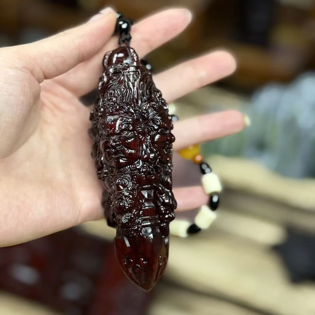 特色工艺手把件小叶紫檀大黑天金刚杵霸气6