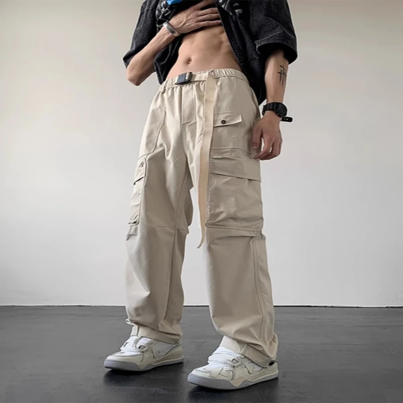 直筒工装裤男宽松大码休闲长裤子多口袋工作裤DS