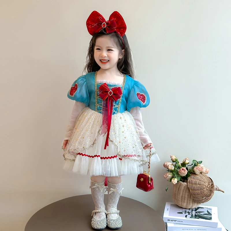 白雪公主裙子女童春秋洛丽塔儿童话人物扮演服装生日礼服连衣裙