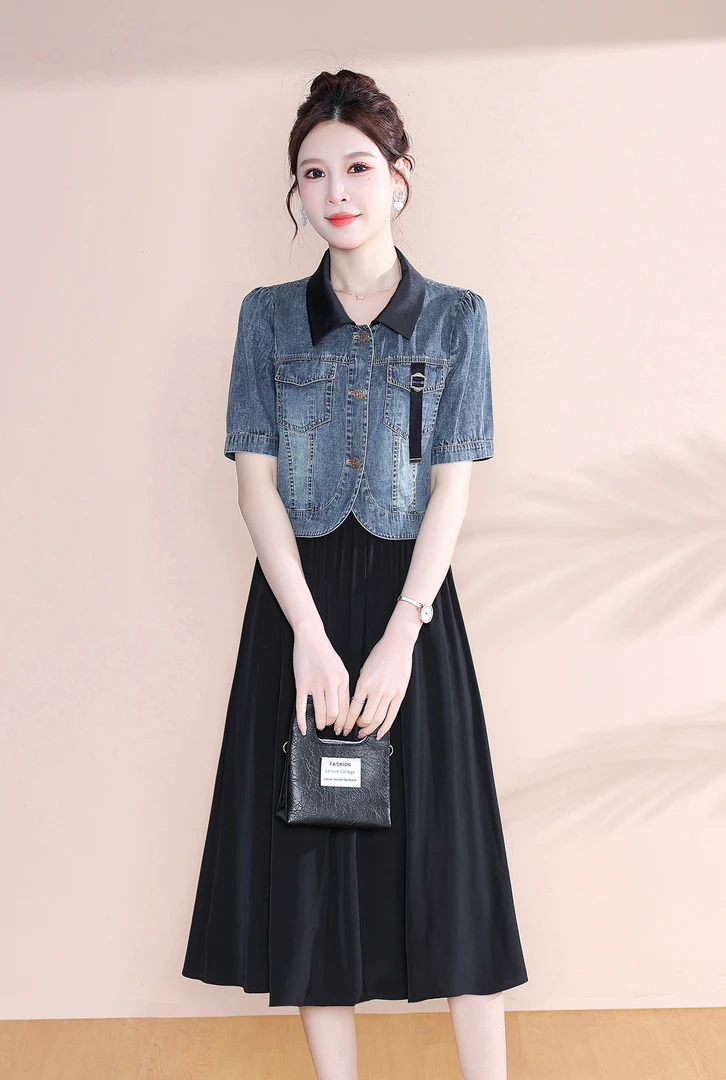 DY733休闲风新中式时尚套装套装法式洋气时尚短袖衬衫气质