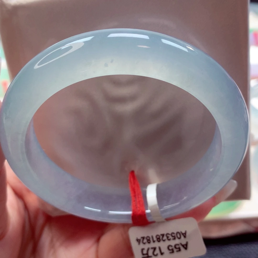 未镶嵌手镯翡翠55圈冰蓝起杠光（37号）