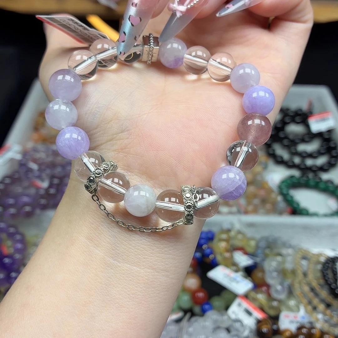水晶手串未镶嵌卡10熏衣草紫水晶DIY33