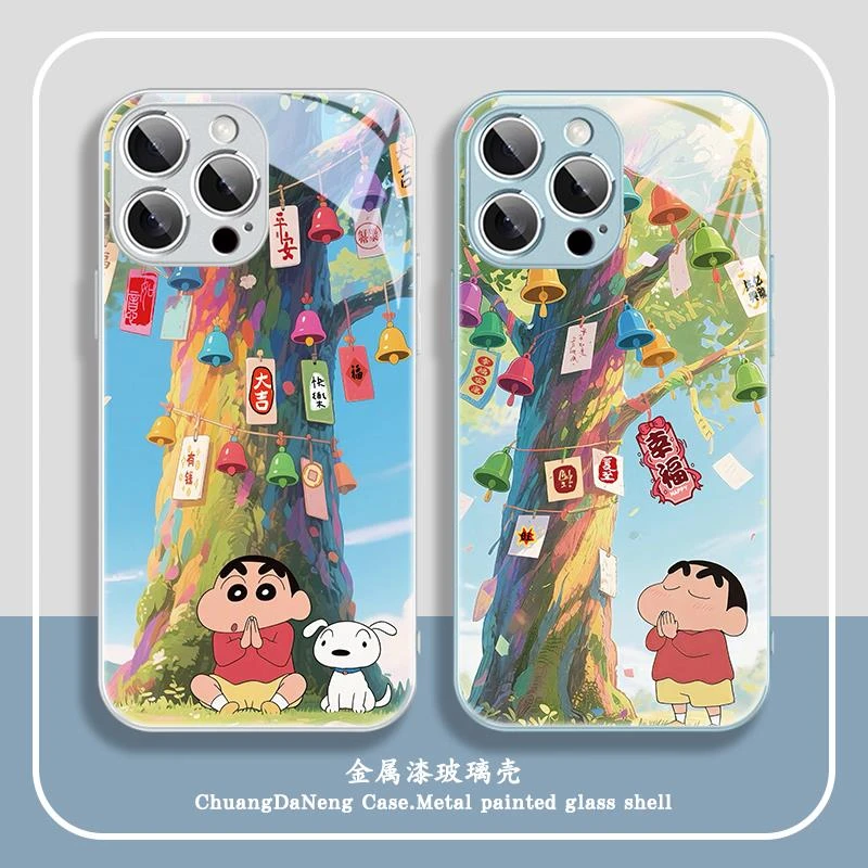 适用许愿小新苹果16高级感个性iPhone15ProMxa蜡笔小新14新手机壳