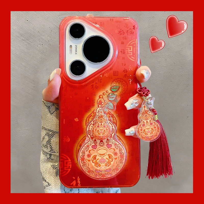 适用华为pura70pro+手机壳mate70pro国潮百福图葫芦支架mate60pro