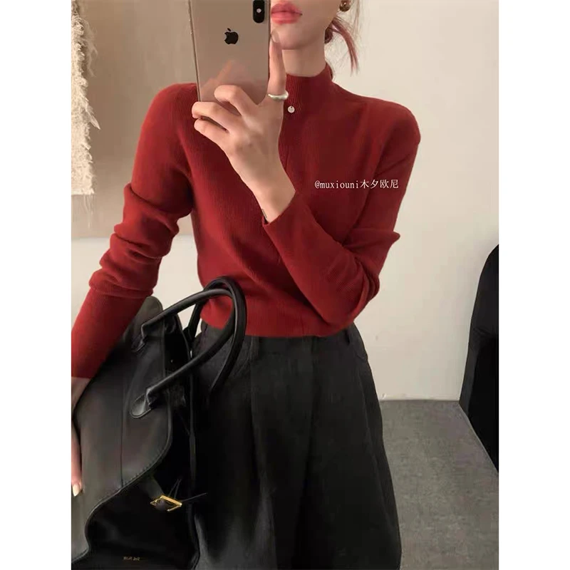 【树莓粉】3526超柔软高品质中领针织毛衣