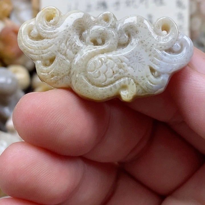 颈饰未镶嵌硅化珊瑚（珊瑚玉）小