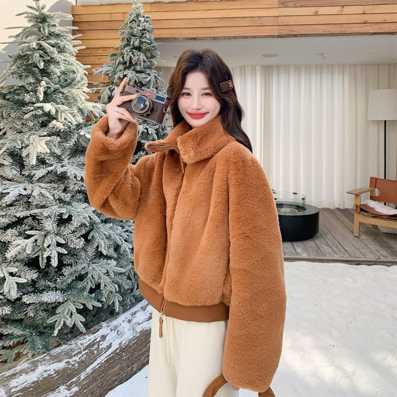 小众百搭毛绒绒加厚外套女2025冬季新款氛围感ins温柔风保暖棉衣