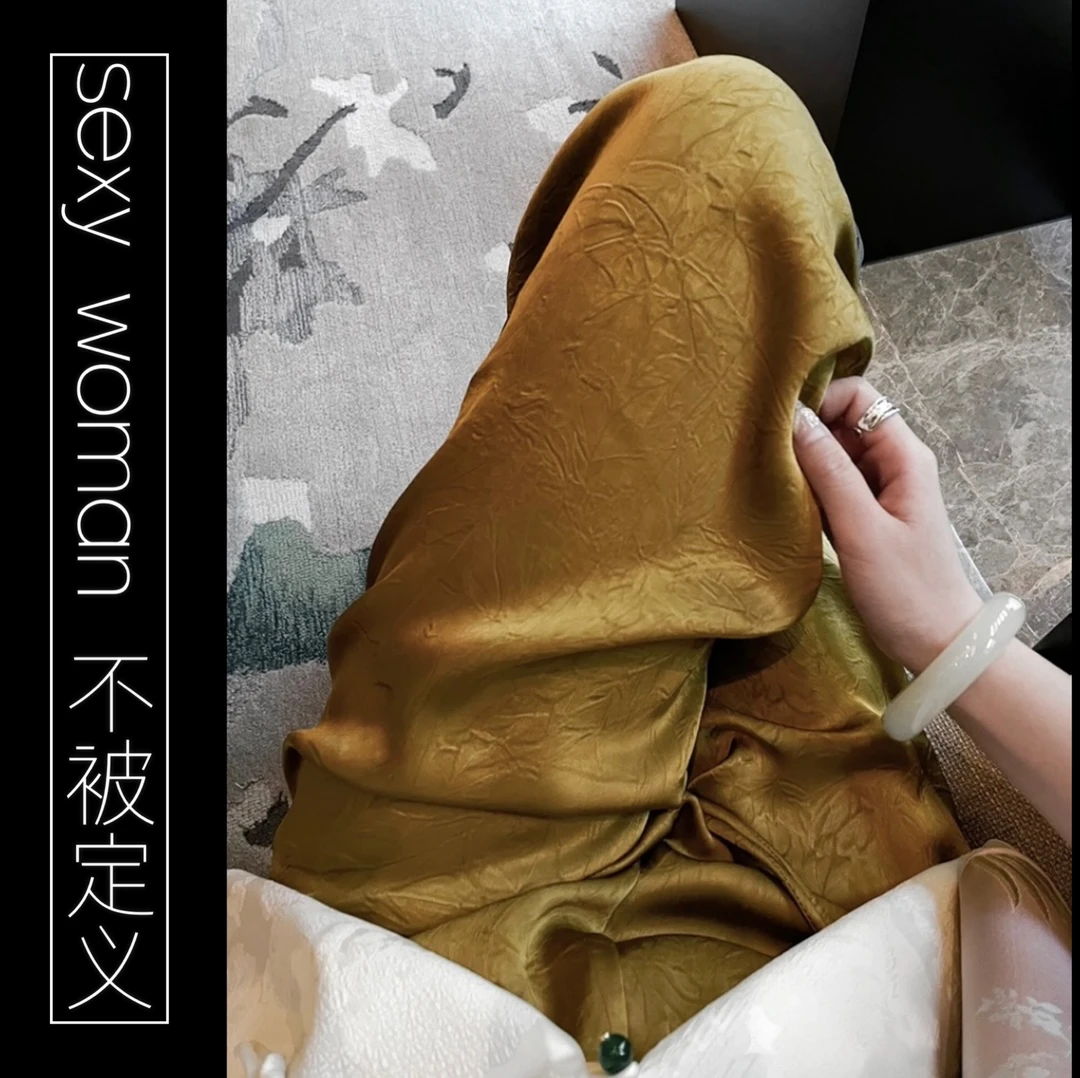（鎏金）缎感醋酸阔腿裤女夏季薄款高腰显瘦褶皱直筒裤子弹力腰长裤
