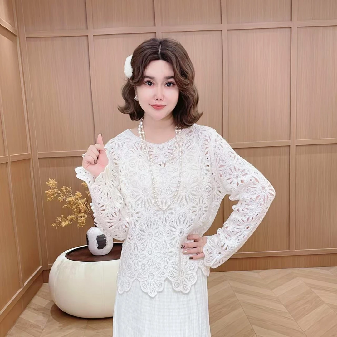 闺蜜精品082306【惊棠落雨】亮片勾花针织衫