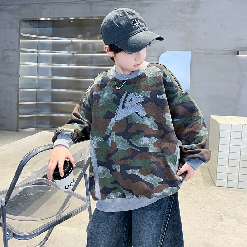 童装男童秋装上衣中大童休闲卫衣宽松长袖打底衫痞帅炸街潮牌t恤