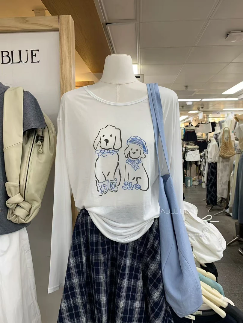 anna@653528 韩系可爱狗狗印花长袖防晒T恤（微透 衣长62左右）6-6