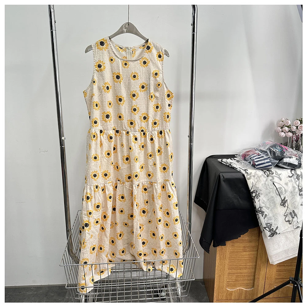 Q192   夏季新款宽松中长款印花圆领背心裙女