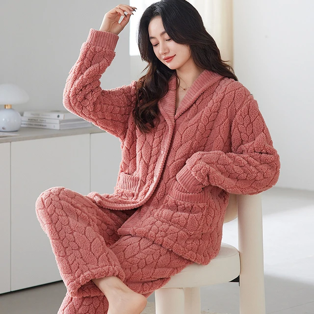 秋冬季睡衣女士宽松大码中老年妈妈装加绒加厚保暖家居服套装冬天
