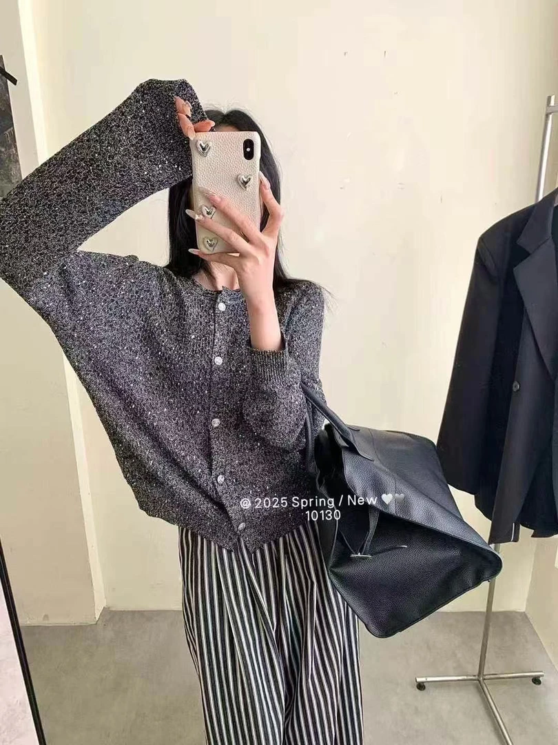 水钻 圆领开衫女春