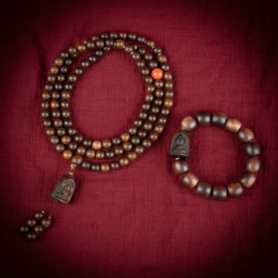 【沉水】海南昆仑梅格雷击瘤疤老料1.0*108长串1.6单圈沉香手串