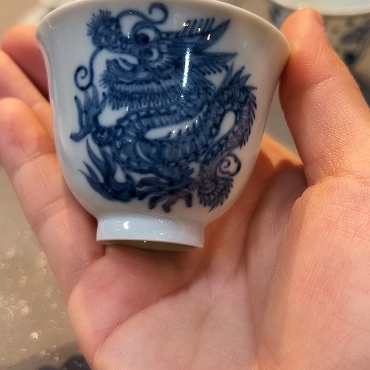 钟家窑柴窑龙纹杯杯杯