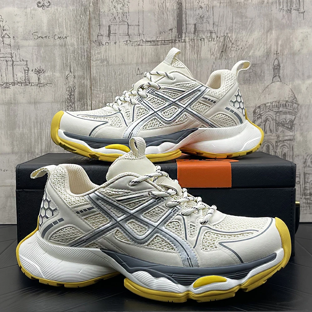 夏季透气网面厚底增高老爹鞋广州男鞋超火软底轻质时尚低帮运动鞋