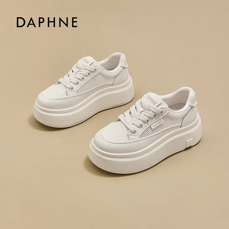 达芙妮厚底小个子增高白鞋女夏季透气新款时尚百搭运动休闲鞋