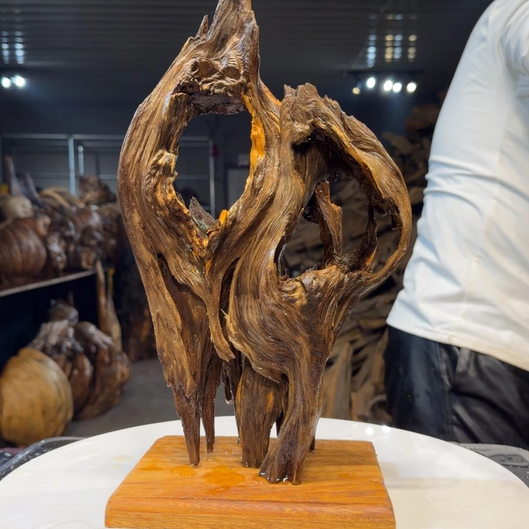 清***流木王一刀琥珀木摆件108